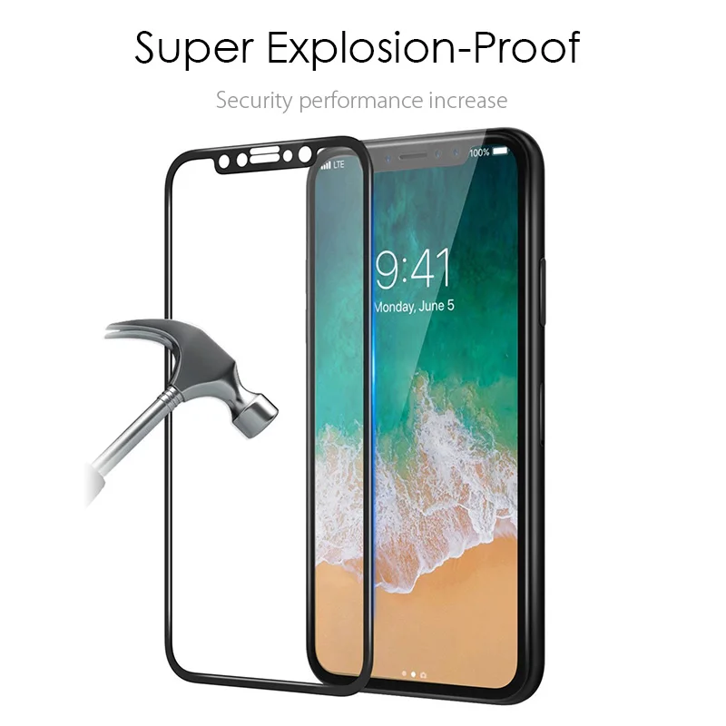 100 шт DHL для iphone XS Max XR X закаленное защитное стекло 10D полное покрытие протектор экрана для iphone 6 7 8 Plus
