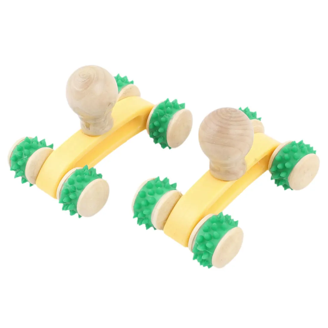 UXCELL 2 Шт. Деревянный Ручной 4 Колеса Тело Боли Роликовый Массажер Зеленый|roller