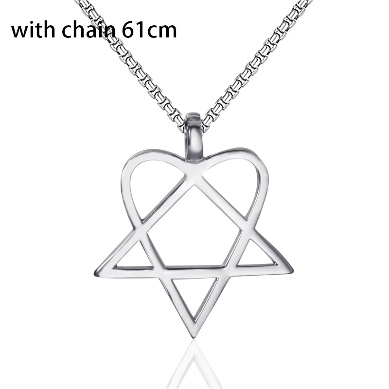 Ожерелье с подвеской из нержавеющей стали Heartagram Star Heart Him, Винтажные Ювелирные Изделия - Окраска металла: Style 2-chain 61cm