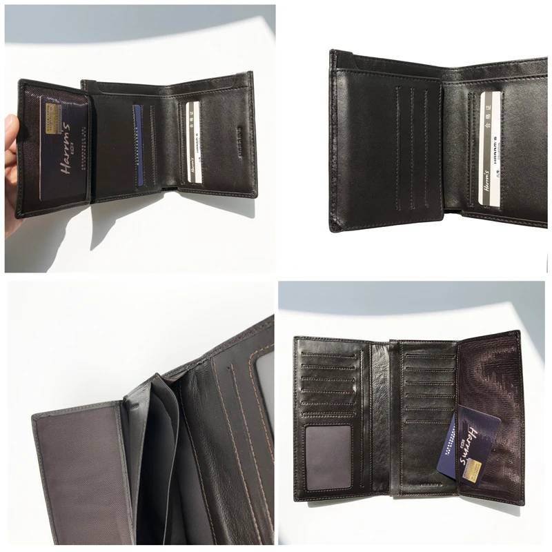 Harrms кошелек мужской ручной работы из мягкой яловой кожи Модный 2 стиля длинный