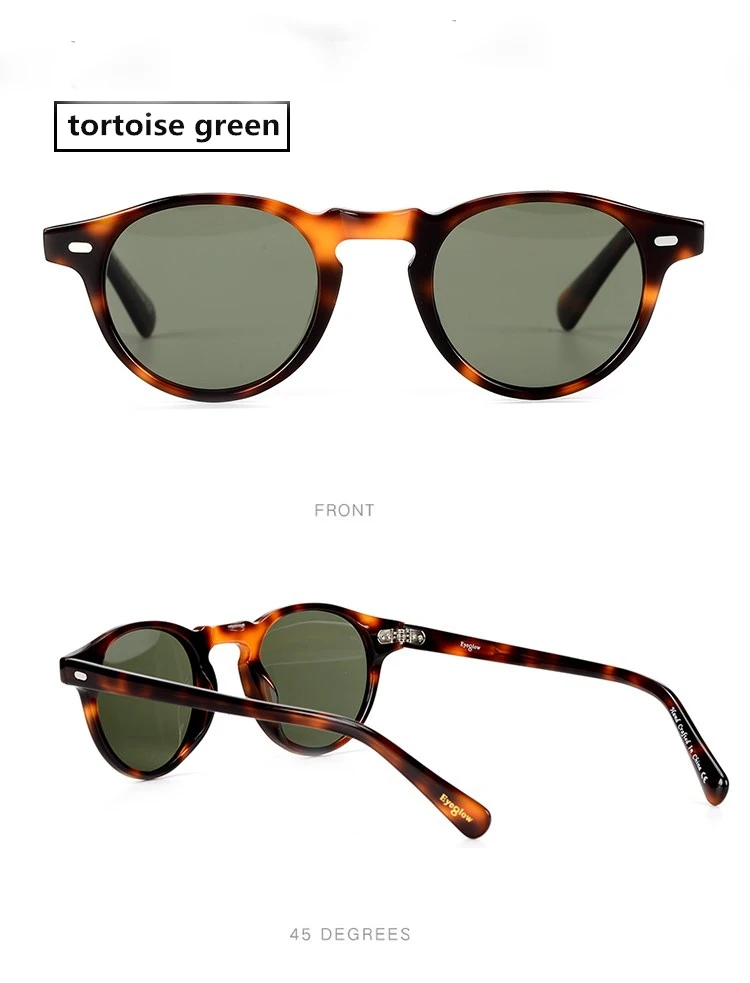 tortoise green Gregory Peck, Ретро стиль, Овальные Солнцезащитные очки, мужские, поляризационные, Ретро стиль, ацетат, очки, для улицы, для вождения, солнцезащитные очки, для женщин, zonnebril heren - Цвет линз: tortoise green