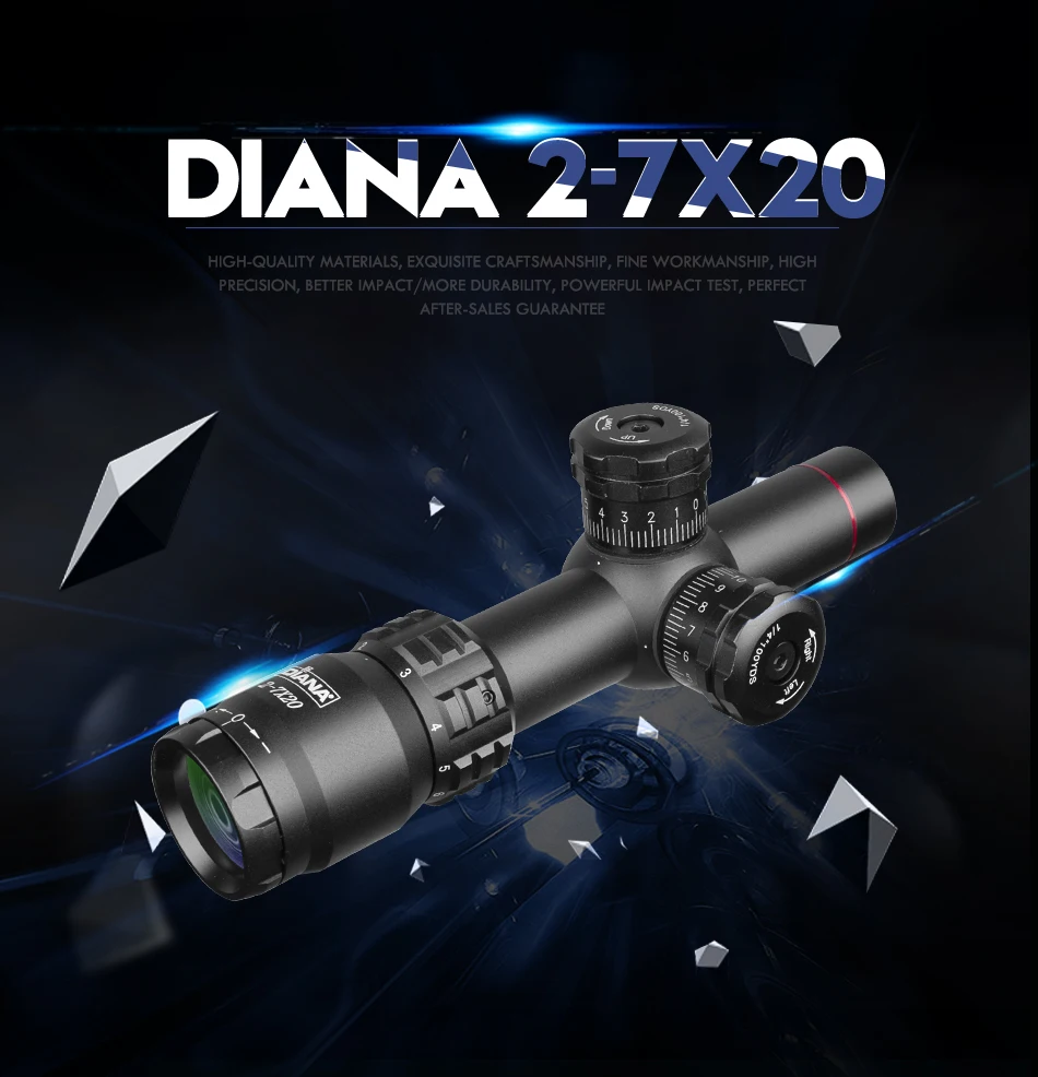 DIANA 2-7X20 прицелы быстрого назначения охотничьи прицелы Mil-dot оптический прицел мобильный размер Карманный прицел