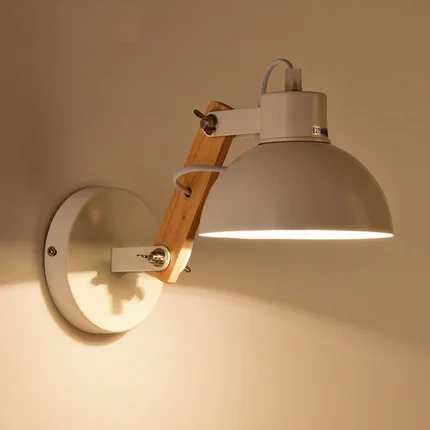 Скандинавские Современные настенные бра Отрегулируйте Деревянные железные