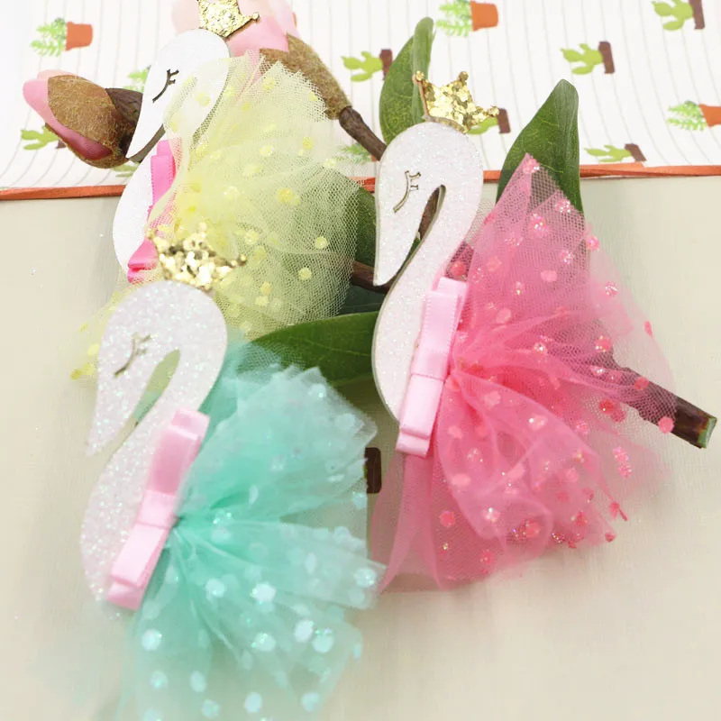 Оптовая продажа 14 шт. шифоновые Украшенные животные корона лебедь пуговицы