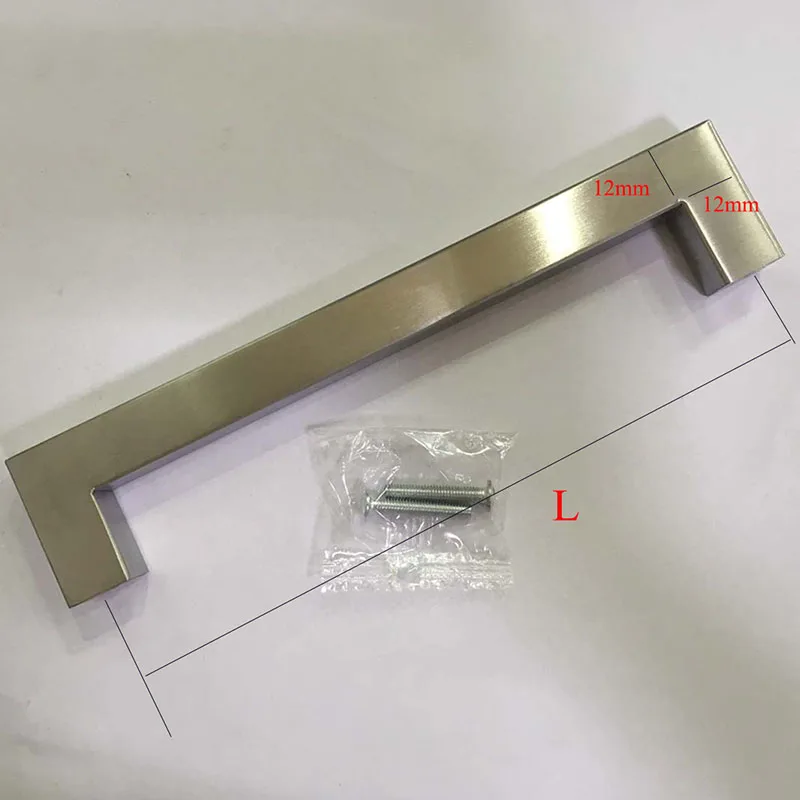 

50pcs Black Cabinet Handle Square Furniture Hardware Stainless Steel Kitchen Door Knobs Cupboard Wardrobe Drawer Pulls