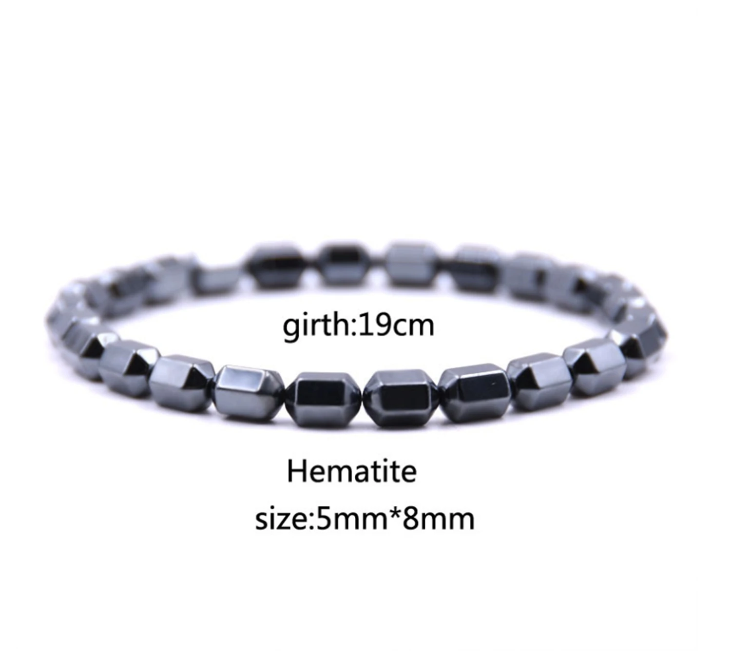 Fashion Natural hexagonal Hematite Beaded Bracelet for Wmen Men Power Stone Balance Healing Stretch Bangle & Bracelets