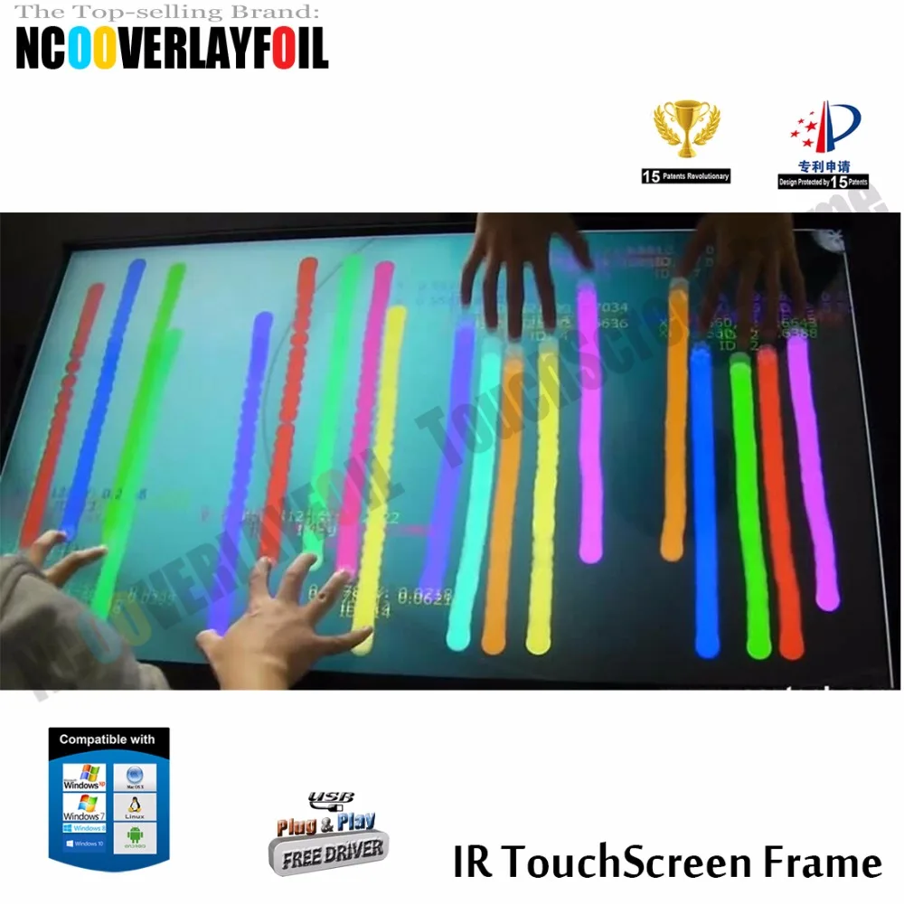 46-точечная Сенсорная панель IR Multi Touch без стекла совместима с Windows 7/8 XP Vista Mac OS X Linux