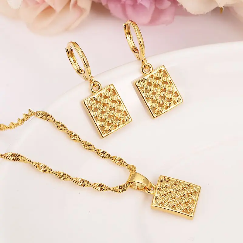 24 k Изысканные желтые Золотые заполненные африканские бусины серьги с подвеской
