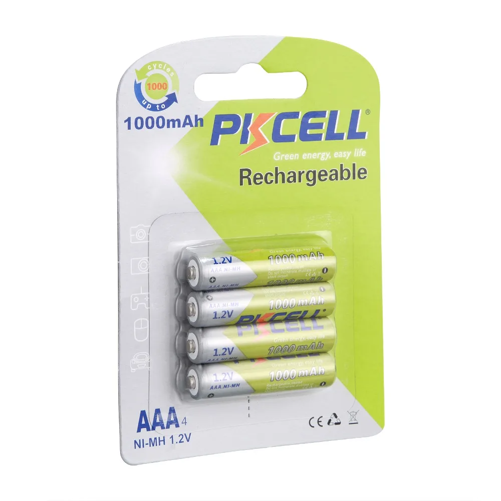 4 шт./упак. Pkcell 1 2 V AAA 3A 1000mAh Ni MH перезаряжаемая батарея для радиоуправляемой