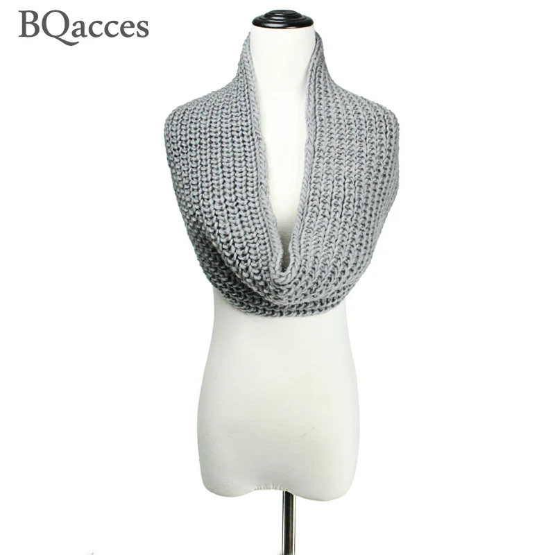 New women solid color chunky knitting wool snood infinity scarf winter neck warmer cowl collar circle scarves bufandas cuellos |