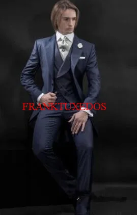 2017 New Excellent suits Custom made Groom Tuxedos Wedding Fashion Men's Suits (Jacket+Pants+Vest+Tie)