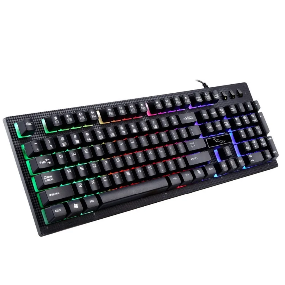 Elisona 104 ключей USB Проводная клавиатура Красочные RGB Подсветка игровая Клавиша