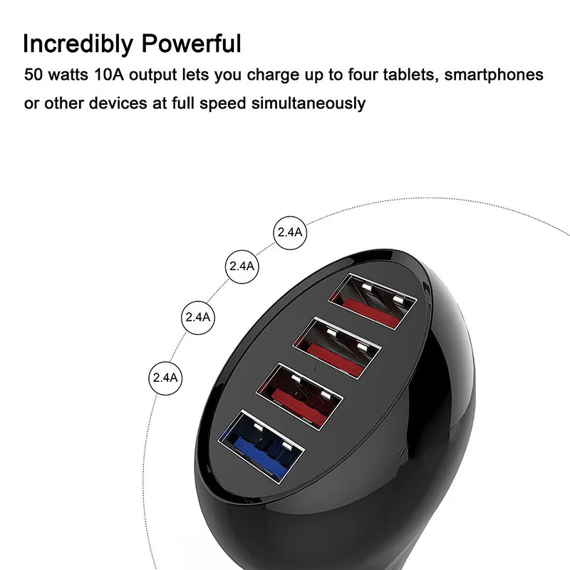 Smart 4 Порты автомобиля Зарядное устройство QC3.0 Быстрый Зарядные устройства USB