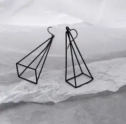 small 005 black Европейский и американский минималистичный панк Комплект сережек для женщин геометрические 3D треугольные полые многоугольные Серьги Brincos вечерние ювелирные изделия - Окраска металла: small 005 black