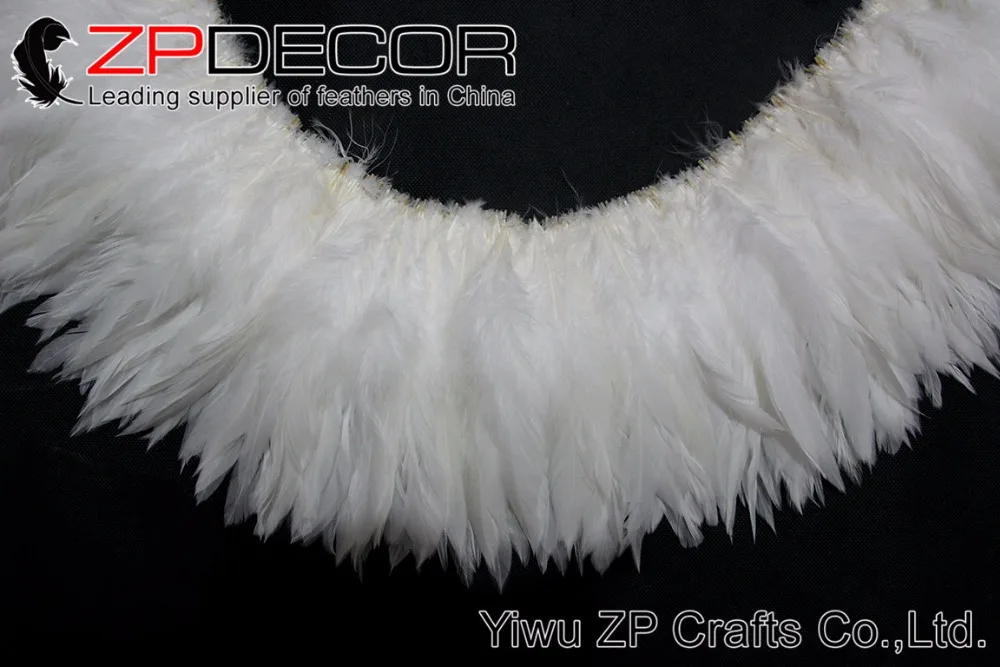 ZPDECOR петух перо производитель 6-8 дюймов ручная работа белый нанизанный петух Schlappen перьев для свадебного украшения