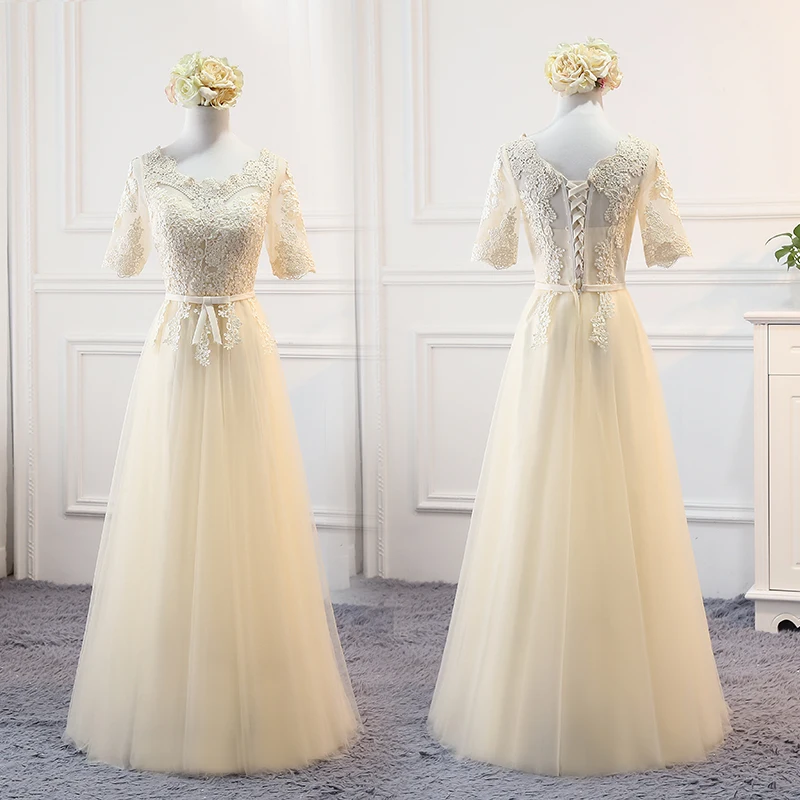 Женское платье невесты на шнуровке MSY03 # длинное короткое цвета шампанского для