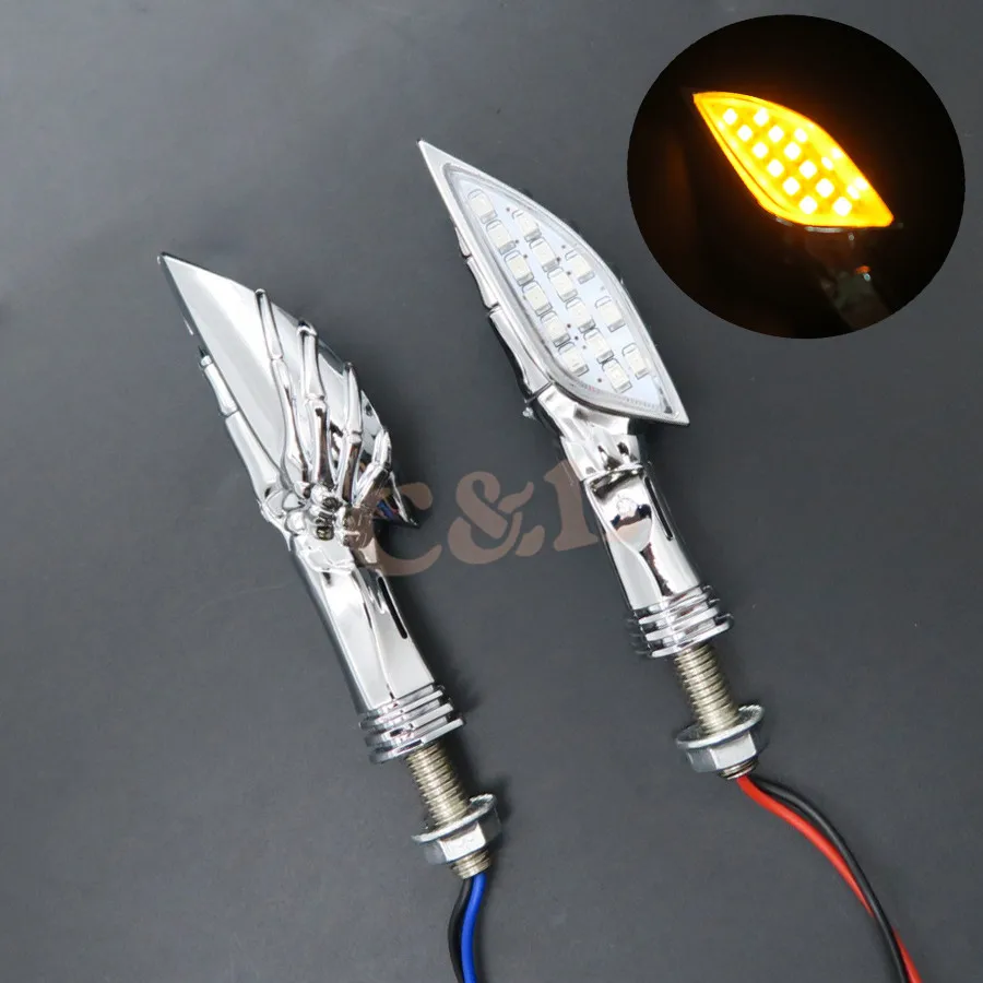 Хромированный мотоциклетный светодиодный поворотный индикатор черепа для Honda