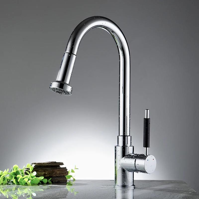 Современный кухонный кран выдвижной 360 Поворотный носик 2 режима смеситель для