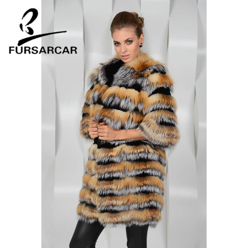 FURSARCAR 2020 Новое поступление пальто с натуральным мехом для женщин Высокое