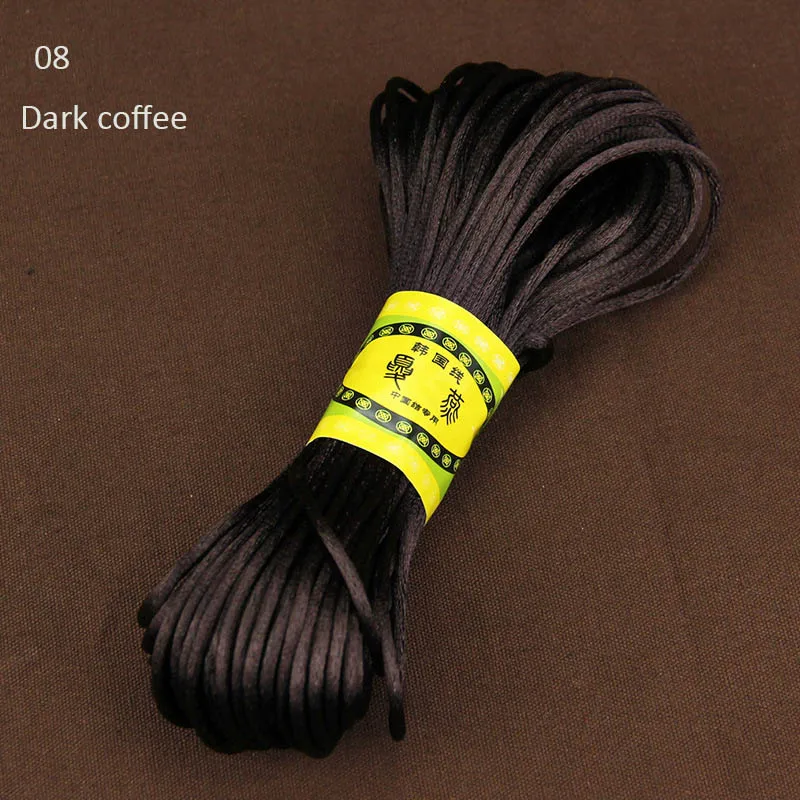 08 deep coffee 20 м/лот, 2,5 мм, крепкий плетеный браслет, шелковый шнур макраме, веревка, сделай сам, китайский узел для изготовления браслетов, фурнитура для изготовления нитей - Цвет: 08 deep coffee