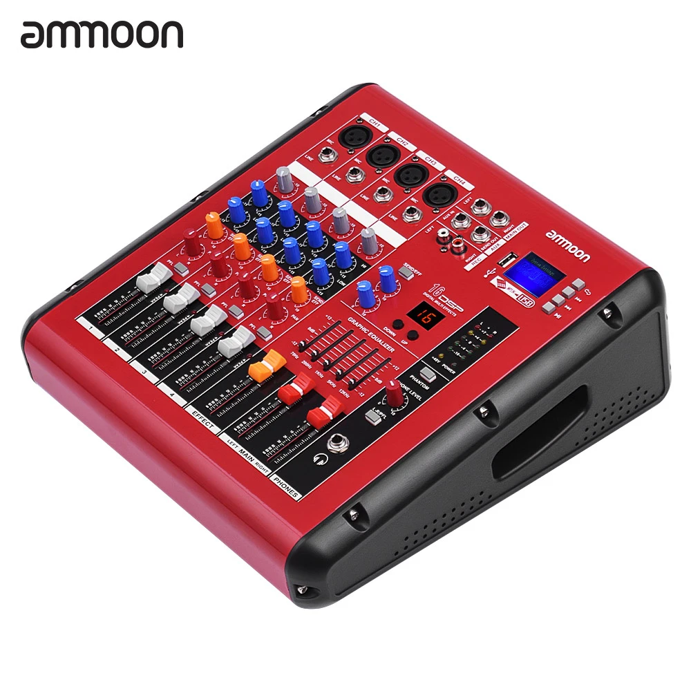 Ammoon высококачественный 4-канальный цифровой аудиомикшерный пульт PMR406 с функцией