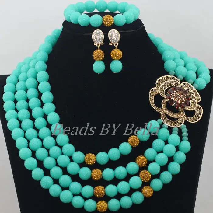 Женский комплект ювелирных изделий из коралловых бусин цвета морской волны в