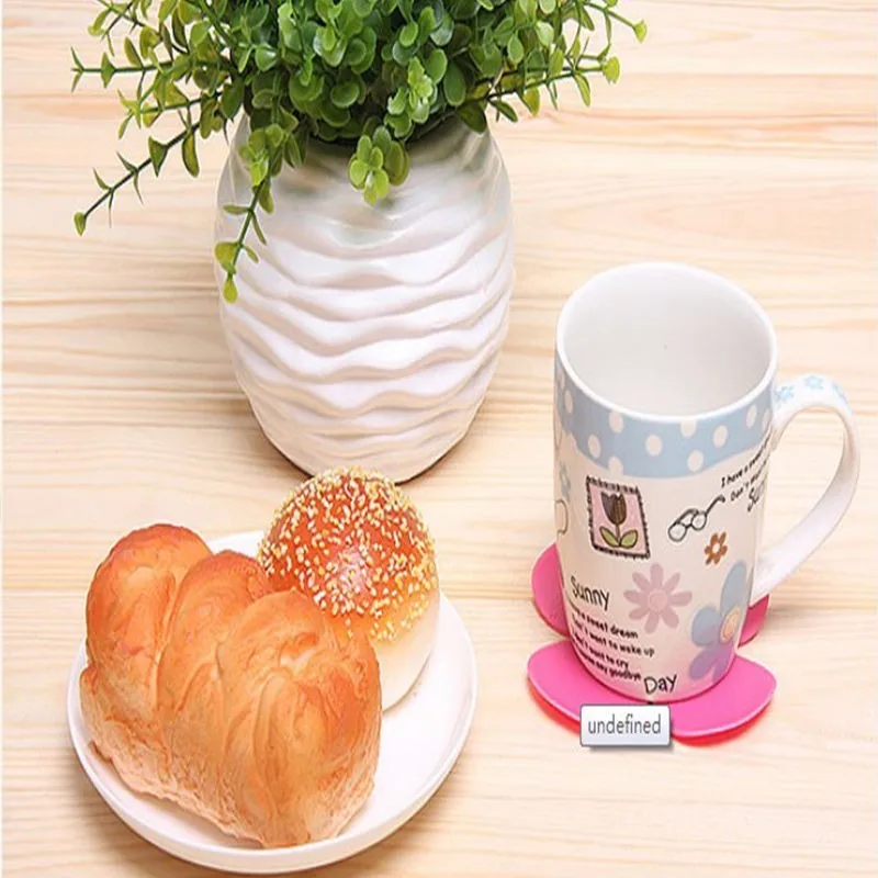 4 шт. цветок Форма циновка чашки Милые силиконовые Настольный коврик для