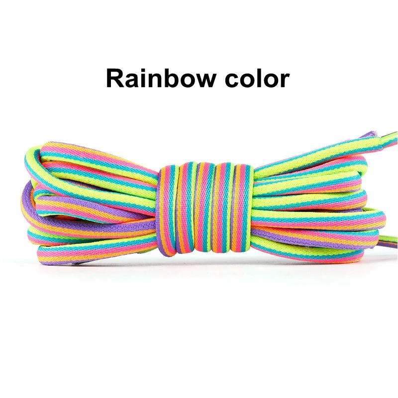 Rainbow 1 пара круглых шнурков, радужные однотонные классические ботинки martin, шнурки, повседневные спортивные ботинки, кружевные кроссовки, шнурки - Цвет: Rainbow
