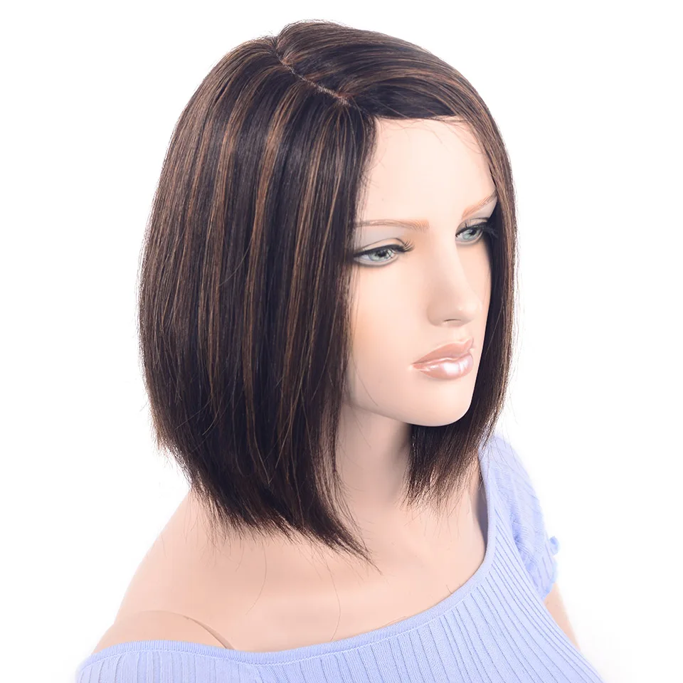 LADYSTAR Remy короткий Боб прямые человеческие волосы парик правая часть ручной работы