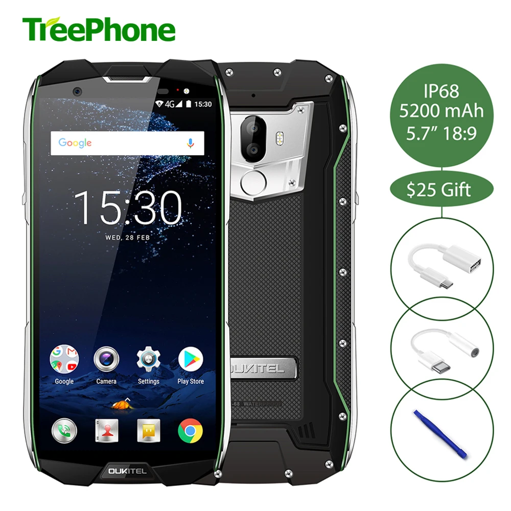Oukitel WP5000 IP68 Водонепроницаемый отпечатков пальцев телефона 5.7 ''HD + 18:9 Экран 8MP