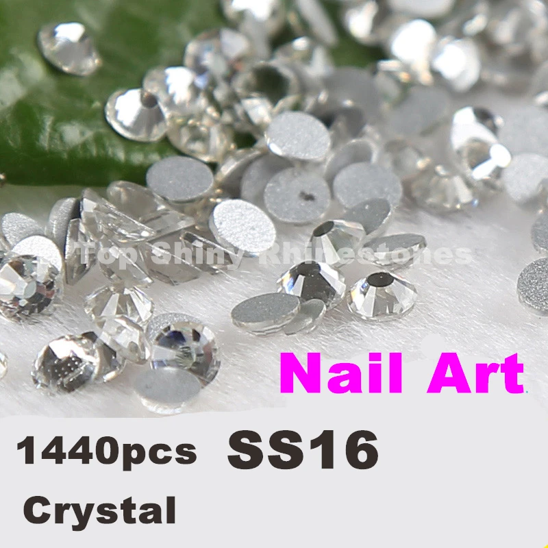 

New Fashion 1440pcs/Lot, ss16 (3.8-4.0mm) Crystal/Clear Flat Back Nail Art Non Hotfix Rhinestones nails rhinestones crystal