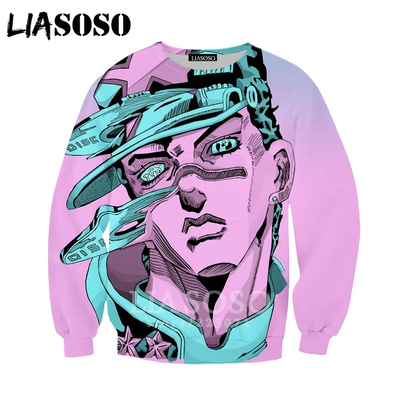 LIASOSO Осень для мужчин женщин Kujo Jotaro толстовки 3D принт аниме JoJo Необычные Приключения толстовка хип хоп Топ пуловер B051-04