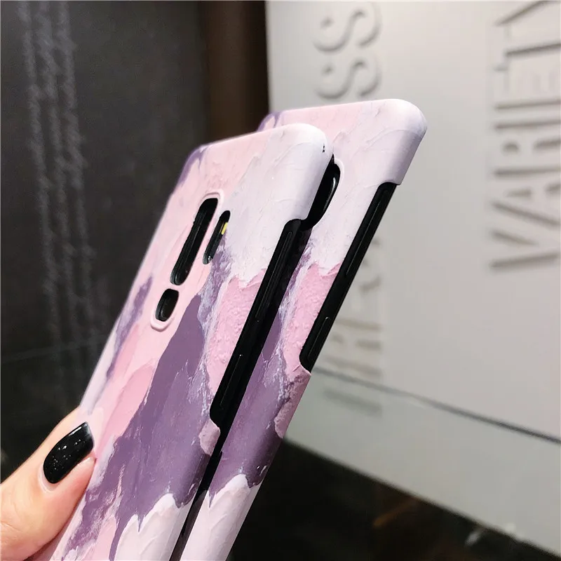 Ourdeals Luminous watercolor doodle Phone Case For Samsung S8 S9 S10plus Note8 9 S10E Cases Half-pack PC hard shell Back Cover | Мобильные