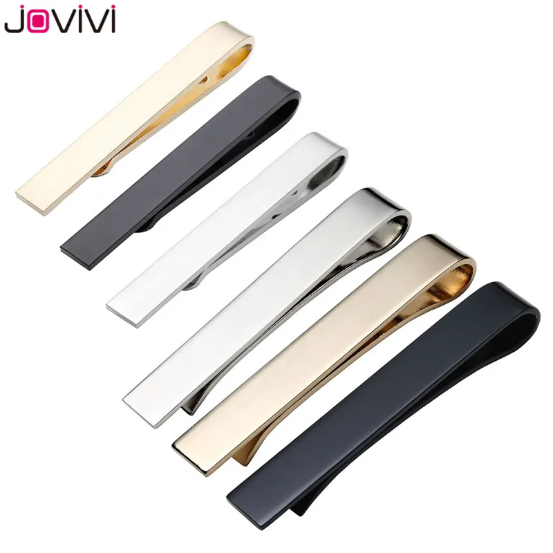 Jovivi Мужской зажим для галстука из нержавеющей стали для тощих 1,6 дюймов/регулярные связи 2,1 дюймов, серебристые/черные/золотистые валентинки