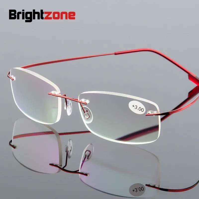 Brightzone складные сверхлегкие дальние очки для чтения для женщин, металлические очки для пожилых людей, бескаркасные брендовые дизайнерские Классический прозрачный