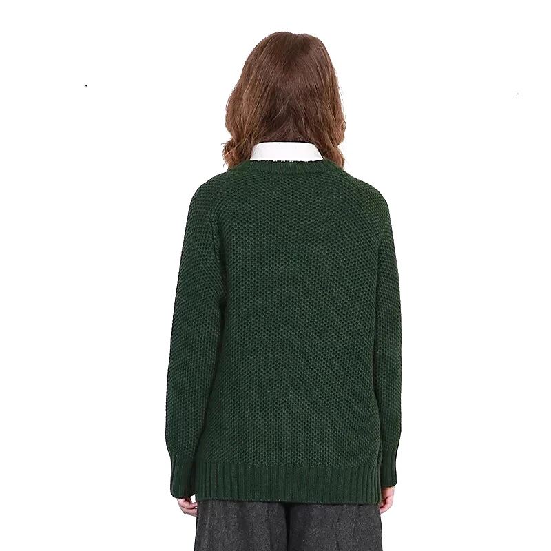 Autumn Winter Women Pullover Sweaters Thick Girl Loose Green Knitting Jumpers Tops O Neck Horse Harajuku Ladies Knitwear Pretty | Женская