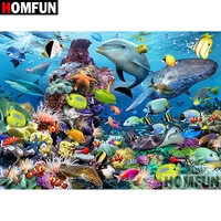 homfun 5d diy diamond painting full squareround drill ocean animal embroidery cross stitch gift home decor gift a08423