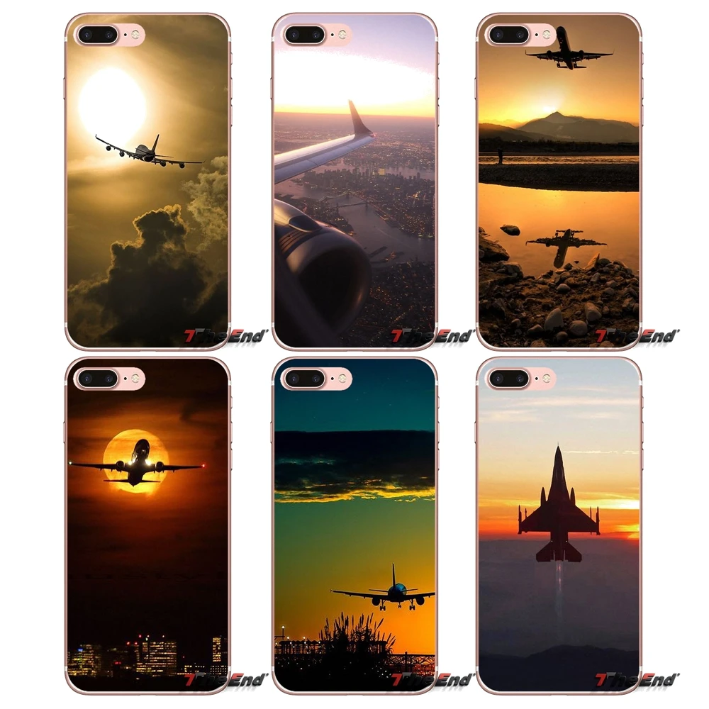 Для Samsung Galaxy S2 S3 S4 S5 MINI S6 S7 edge S8 S9 Plus Note 2 3 4 5 8 Coque Fundas Plane With Sunset Glow Theme Poster