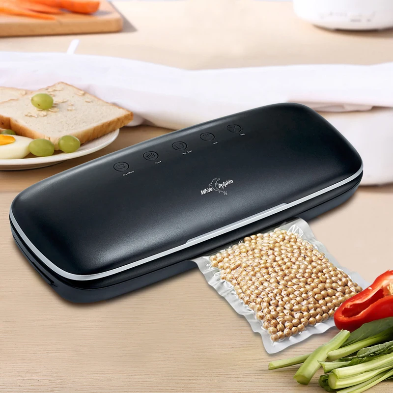Белый дельфин вакуумный упаковщик, 220V 110V для сохранение продуктов питания домашний вакуумный Еда закаточной машиной со шлангом и 10 шт. сумки для хранения