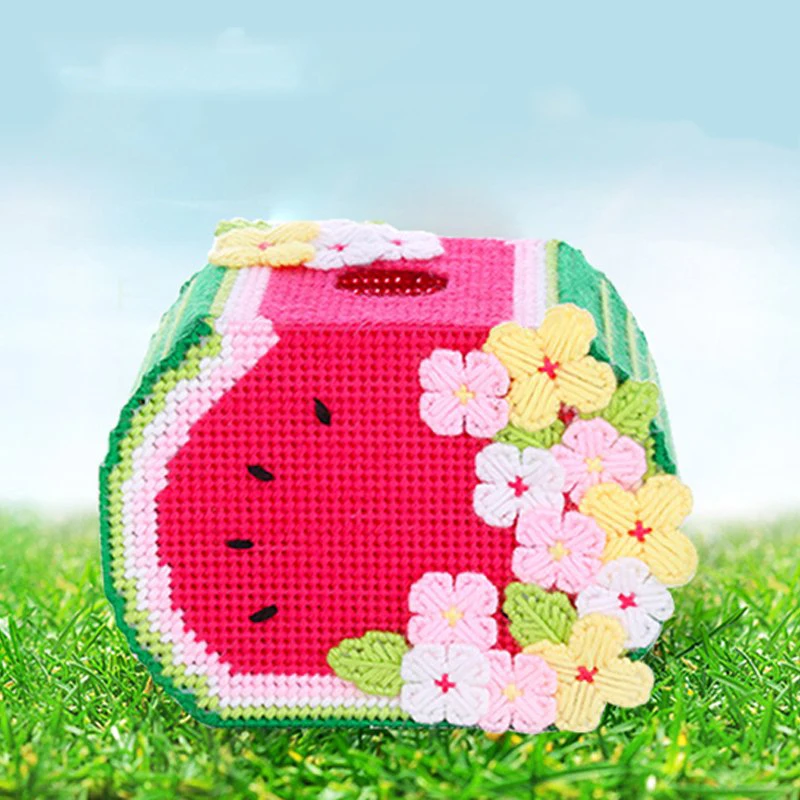 

LTX023 DIY Craft Stich Cross Stitch Needlework Embroidery Crafts Counted Cross-Stitching Kit Knitting Wool Tissue Box Package