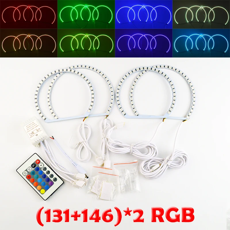 Бегемот 2x131 мм + 2x146 RGB светодиодный ангельские глазки фары с Halo Кольцо