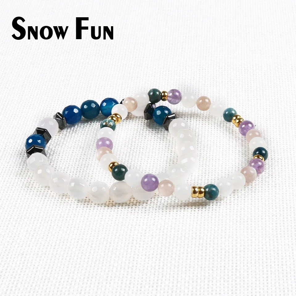 Snow Fun 6 мм разноцветный браслет из натуральных бусин ювелирные изделия высокого