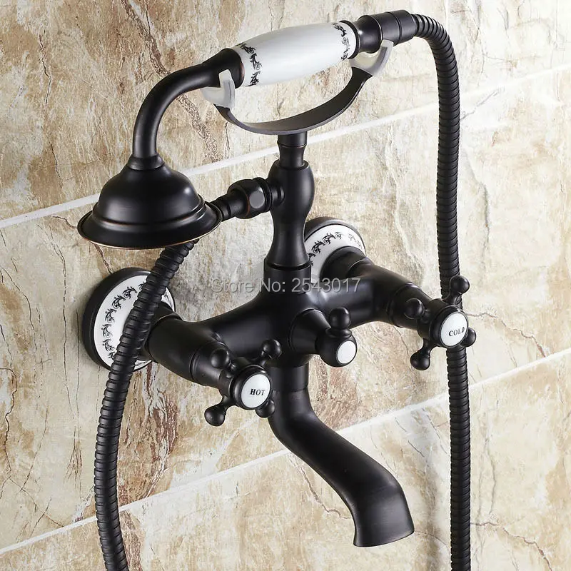 

Black Bronze Finish Bathroom Telephone Shower Set Luxury and Noble High Quality Euro Style Bathtub Shower Mixer ZR041