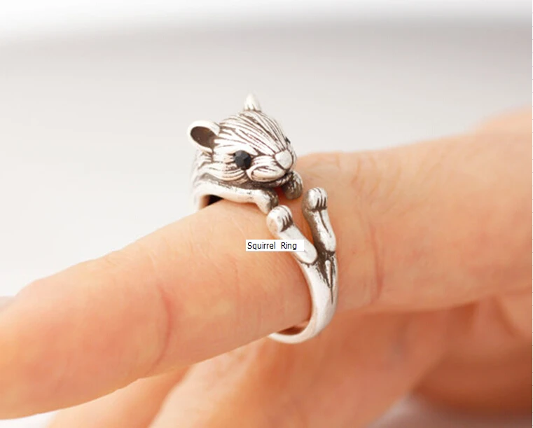 Милое кольцо в стиле ретро с изображением хомяка для мыши свободный регулируемый