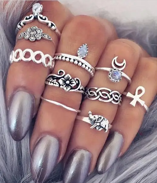 Новое модное кольцо в стиле ретро европейском и американском десять комплектов