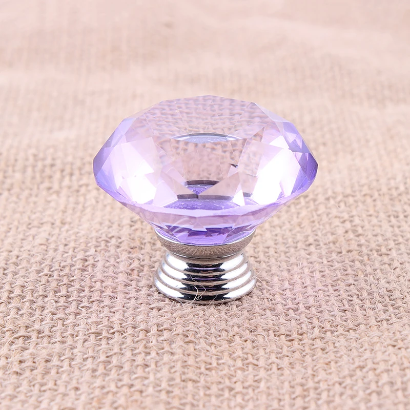 Ручки для шкафов и ящиков 40 мм фиолетового цвета с кристальными ручками для дверей SJ-1010.
