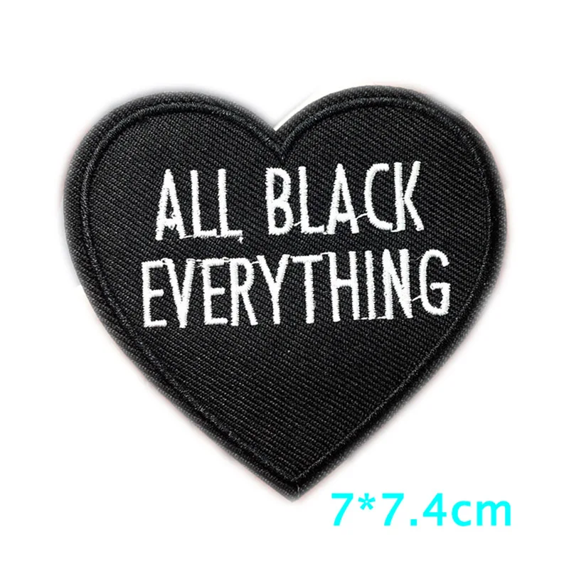 

Black Heart Size:7*7.4cm Patch for Clothing Iron on Embroidered Sew Applique Cute Fabric Badge DIY Apparel Accessories