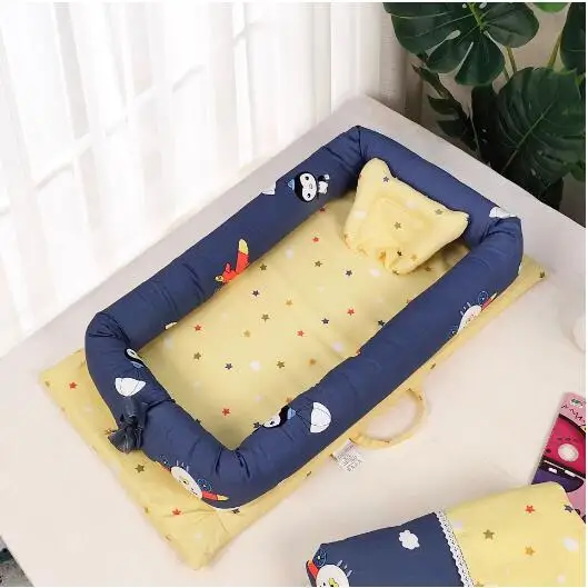 

Babynest Newborn Baby Nest Bed Portable Crib Travel Bed Tissu Coton Baby Nestje Baby Lounge Bassinet Bumper with Pillow Cushion