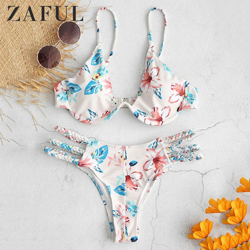 ZAFUL женское бикини купальники с жалюзи вокруг шеи со стальной пластиной