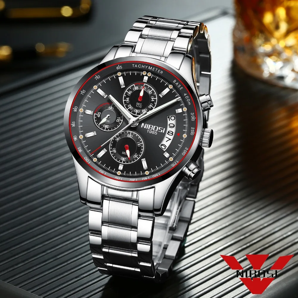 NIBOSI Водонепроницаемый Повседневное часы Для мужчин Элитный бренд кварцевые